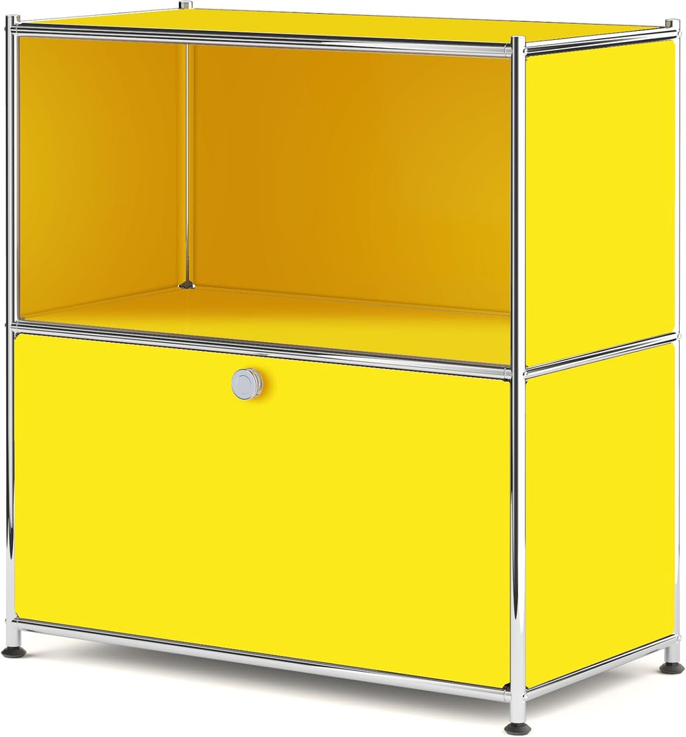 32.5-Inch Flip-Top Storage Cabinet with Detachable Wheels, Metal Side Table a...