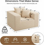 Single Cloud Sofa, No Assembly Required, High Backrest Wider Armrest Giant Bean Bag Chair, Foam Boneless Oversized Space Couch, Comfy Furry Pillowed Sofa for Living Room Bedroom Apartment Dorm Office