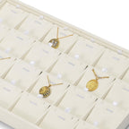 Beige Jewelry Necklace Display Tray 24 Grids Pendant Earrings Necklace Organizer Display Showcase Microfiber Jewelry Storage Tray