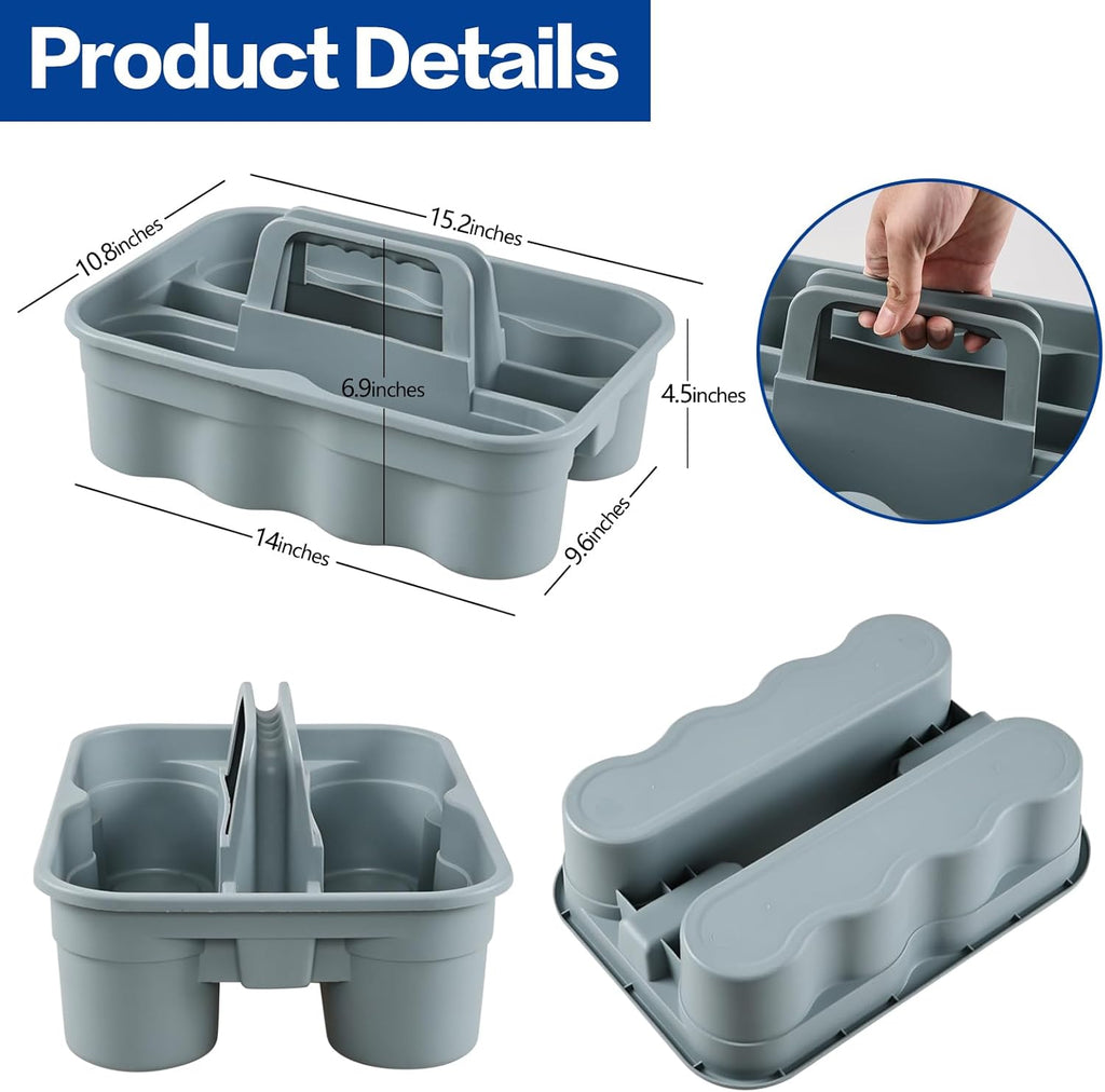 Plastic Cleaning Supplies Caddy with Handle, 4 Pack Storage Caddy, Gray