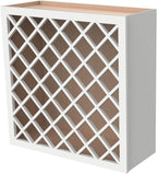 Solid Wood RTA Wine Bottle Rack Wall Cabinet with Lattice Panels - Bottle Holder Storage for Bar, Pantry, or Wine Cellar - Mocha finish Countertop Solution (Origami White, 24”W × 12”D × 30”H)