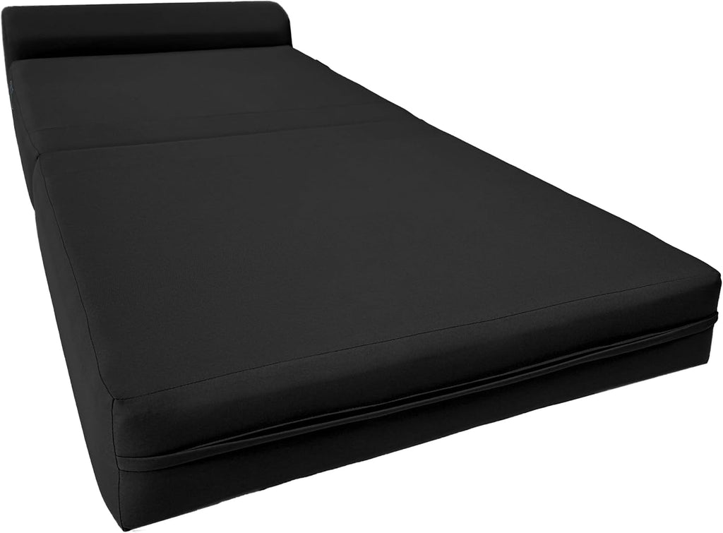 D&D Futon Furniture Sleeper Chair Folding Foam Bed, Portable Studio Guest Sofa Beds 6 x 32 x 70 Black