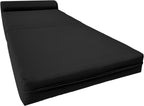 D&D Futon Furniture Sleeper Chair Folding Foam Bed, Portable Studio Guest Sofa Beds 6 x 32 x 70 Black