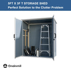 Outdoor Storage Shed, 5x3FT Resin Shed with Floor and Lockable Doors, 80 Cu.Ft Waterproof Patio Storage Cabinet, Plastic Construction for Outdoor Storage