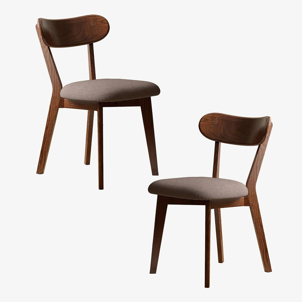 Mid Century Modern Walnut Dining Chairs Set of 2, FAS-Grade Oak, 400 lbs