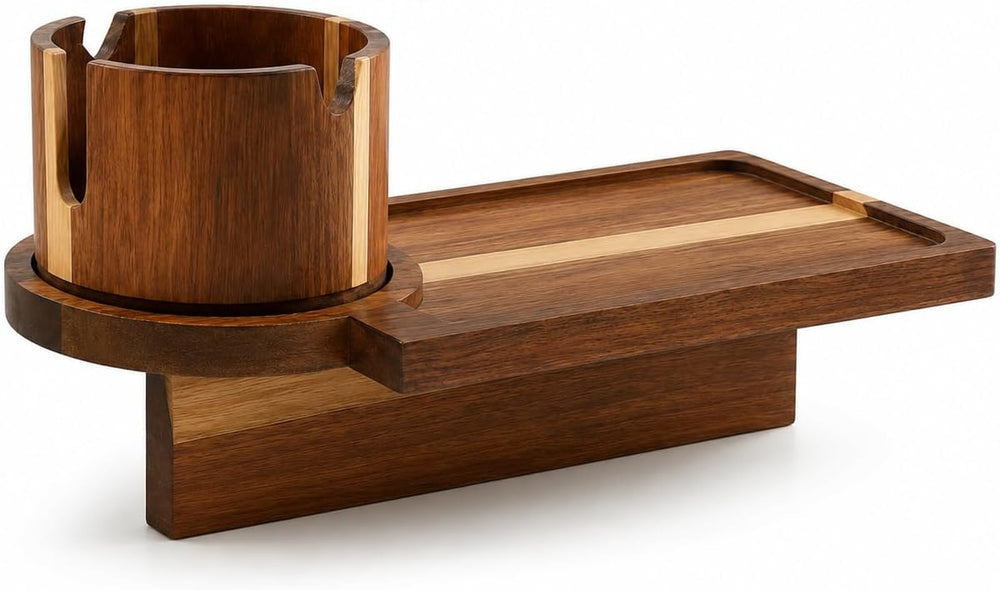Solid Acacia Wood Couch Cup Holder Tray for Sofa Gap, 3-in-1 Couch Caddy with...