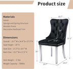 Luxury Upholstered Dining Chairs Set of 8, Black Kitchen Chair with Silver Metal Legs, Velvet Tufted Back Dining Chair, Sillas de Comedor, Modern Kitchen & Dining Room Chairs (Black, 8 Pcs)