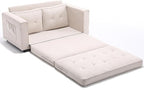 ERYE 3 Fold Tufted Upholstered Futon Sofa Bed Modern Convertible Foldable Floor Loveseat Sofabed with Pull Out Sleeper Couch Daybed W/Side Pockets for Living Room