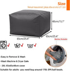 SXBCyan Waterproof Square Pouf Ottoman Cover Footstool Without Filler Outdoor Beach Garden Beanbag Pouf Puff Salon Floor Seat Futon Stool Bench (Color : Gray, Size : 3XL-60x60x40cm-cover)