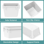 WOWBOX 25 PCS Plastic Drawer Organizer Set, 4 Sizes Desk Drawer Divider Organizers and Storage Bins for Makeup, Jewelry, Gadgets for Kitchen, Bedroom, Bathroom, Office, White