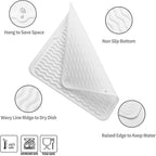 Silicone Dish Drying Mat for Multiple Usage,Easy clean,Eco-friendly,Heat-resistant Silicone Mat for Kitchen Counter or Sink,Refrigerator or Drawer liner White M 12 inches x 12 inches