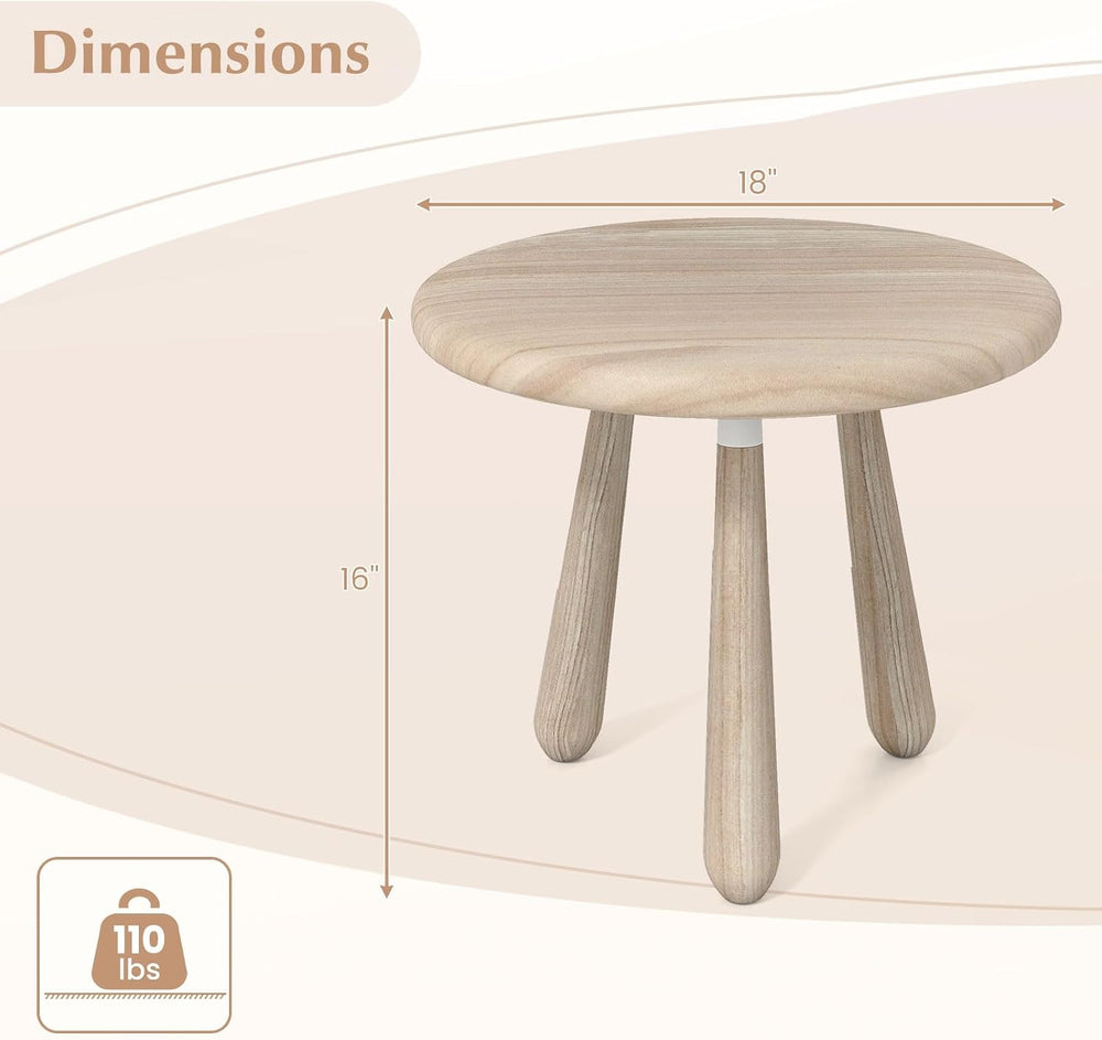 Tangkula Mahogany Wood Side Table, 18” Round Small Accent End Table with Thic...