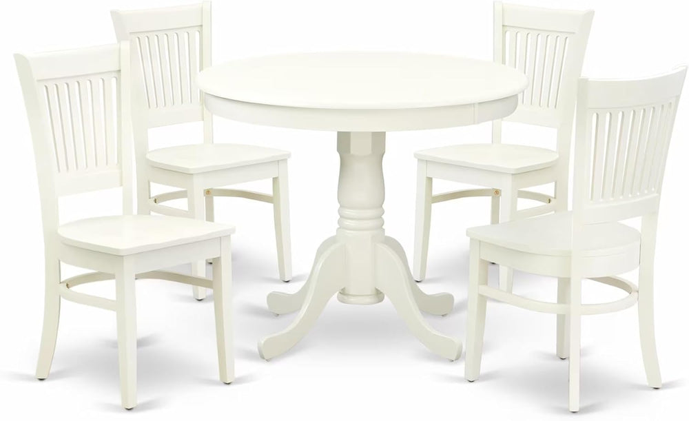 East West Furniture ANVA5-LWH-W 5 Piece Kitchen Table Set for 4 Includes a Ro...