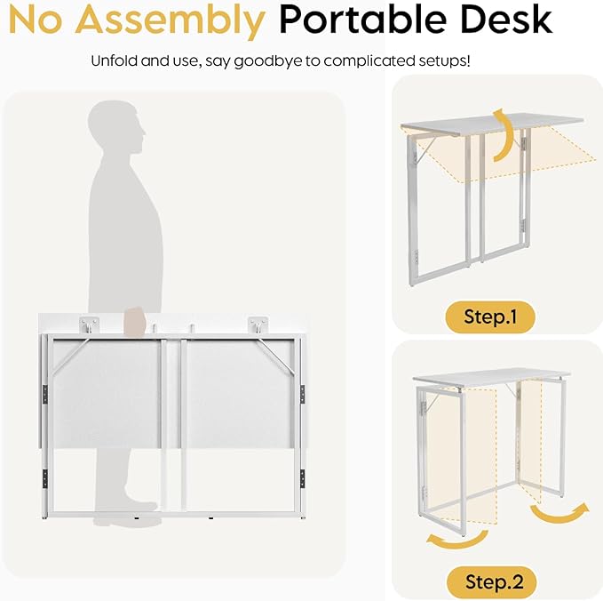 Folding Desk 30 Inch - Small Foldable Desk for Small Space Minimalist, Space Saving Collapsible Compact Desk Portable Table for Craft, Writing, Study and Work (No Assembly Required)