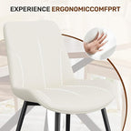 47.2" 5-Piece Round Dining Table Set for 4, Modern Wood Dining Table with 4 Upholstered Chairs, Kitchen & Dining Room Table Set with Metal Base for Apartment, Small Space, Walnut Table+4 Beige Chairs