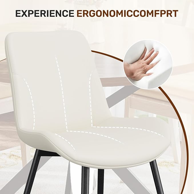 47.2" 5-Piece Round Dining Table Set for 4, Modern Wood Dining Table with 4 Upholstered Chairs, Kitchen & Dining Room Table Set with Metal Base for Apartment, Small Space, Natural Table+4 Beige Chairs