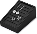Oirlv Premium PU Leather Ring Tray Display Stand Slotted Ring Showcase Display Jewelry Organizer Jewelry Holder for Trade Show(Black)