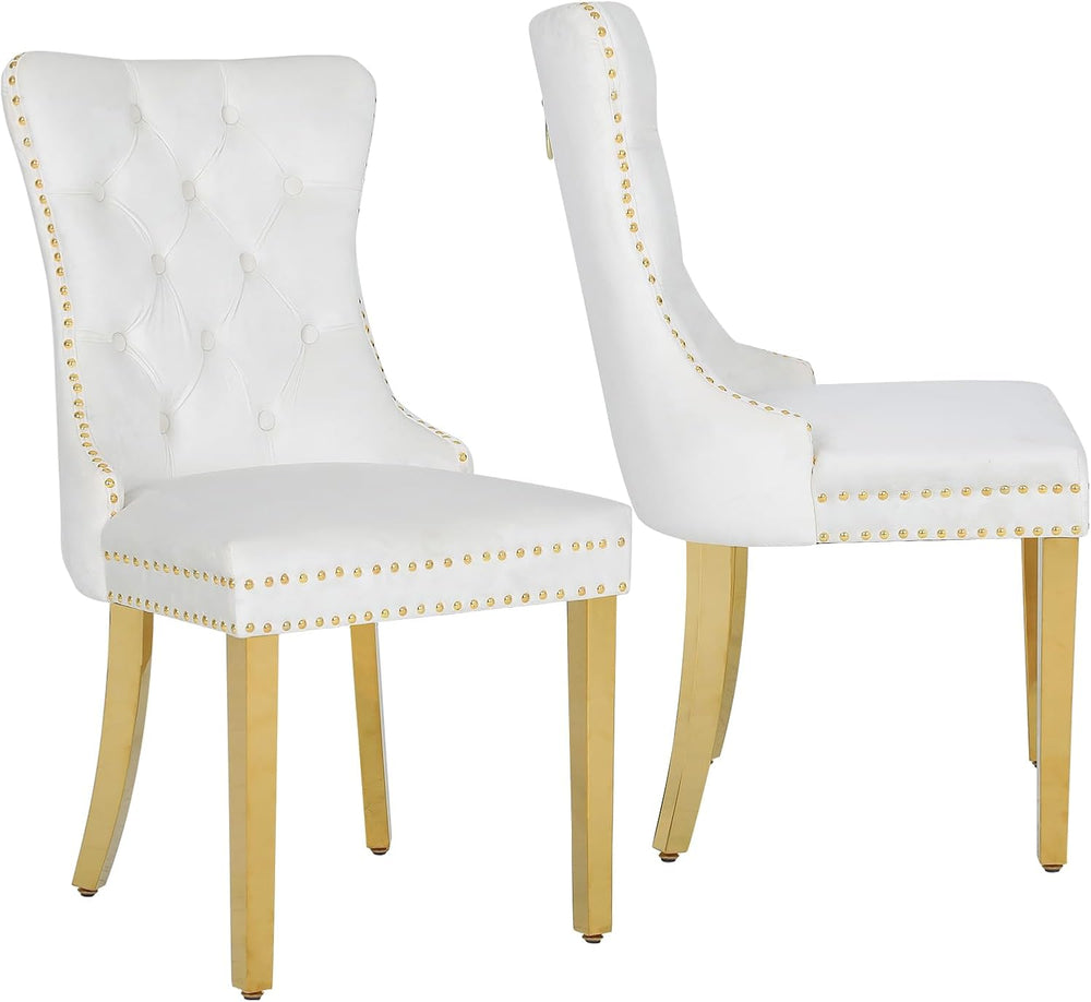 Velvet Dining Chairs Set of 2,Modern Luxury Dining Room Chairs with Gold Stai...