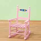 Custom Space-Themed Children's Rocking Chair, Durable Wood - Measures 14 | 1/2" Wide x 11 1/2" Deep; 22 1/2" Overall Height, Pink Font