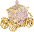 Retro Carriage Jewelry Trinket Box Enamel Ring Hold Boxes Hand-Painted Vintage Ornaments Craft Gift for Women Girls (Purple)