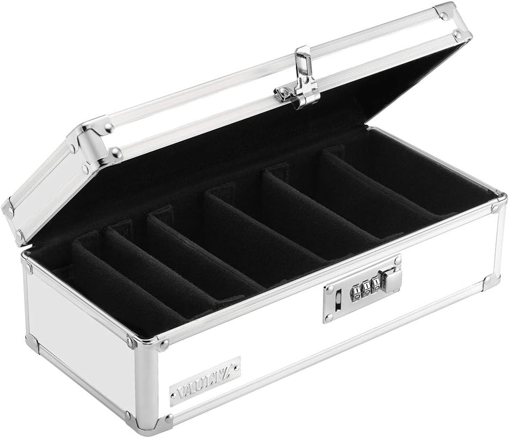 Vaultz Locking Medicine Storage Box with Combination Lock, 3.75" x 11.88" x 5.25", White (VZ00346)