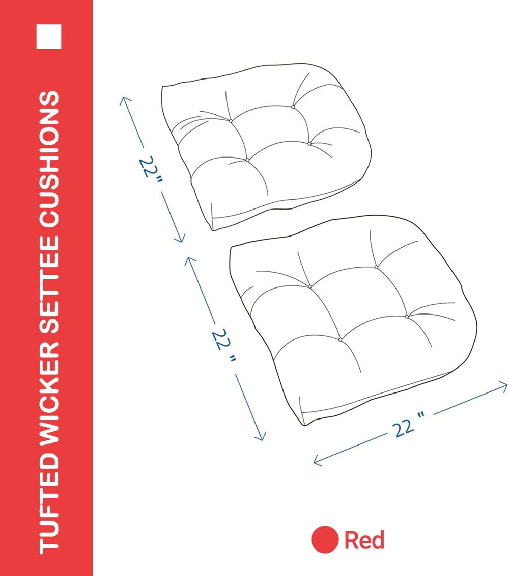 Outdoor Chair Cushions 22x22x4 Inch Set of 2, Red