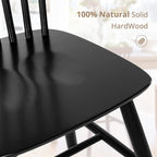 LUE BONA Windsor Dining Chair, Dining Chairs Set of 8, Spindle Back Wood Dining Chair, Kitchen Chairs Wooden, Farmhouse Dining Chairs for Kitchen and Dining Room, Black