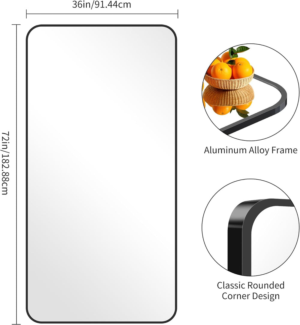 Large Bathroom Mirror 72x36 Inches, Black Oversized Wall Mirror for 2 Sinks A...