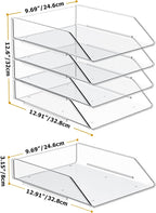 YKLSLH 4 Tier Paper Organizer Letter Tray - Acrylic Stackable Desk File Organizer, Clear Paper Sorter Office Organizer for Letter/A4, Office File Ipad Books Notes Etc