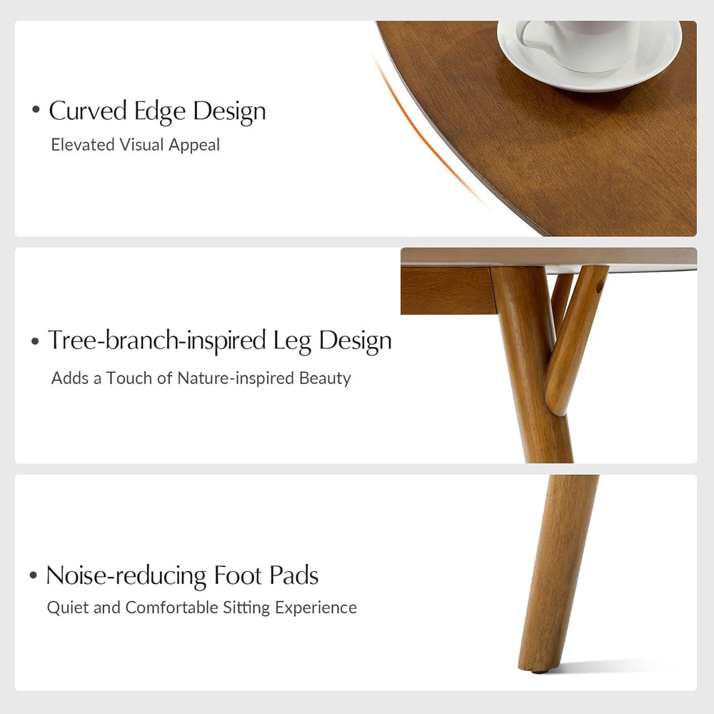 HULALA HOME Round Dining Table for 4, 45” Solid Wood Kitchen Dining Room Tabl...