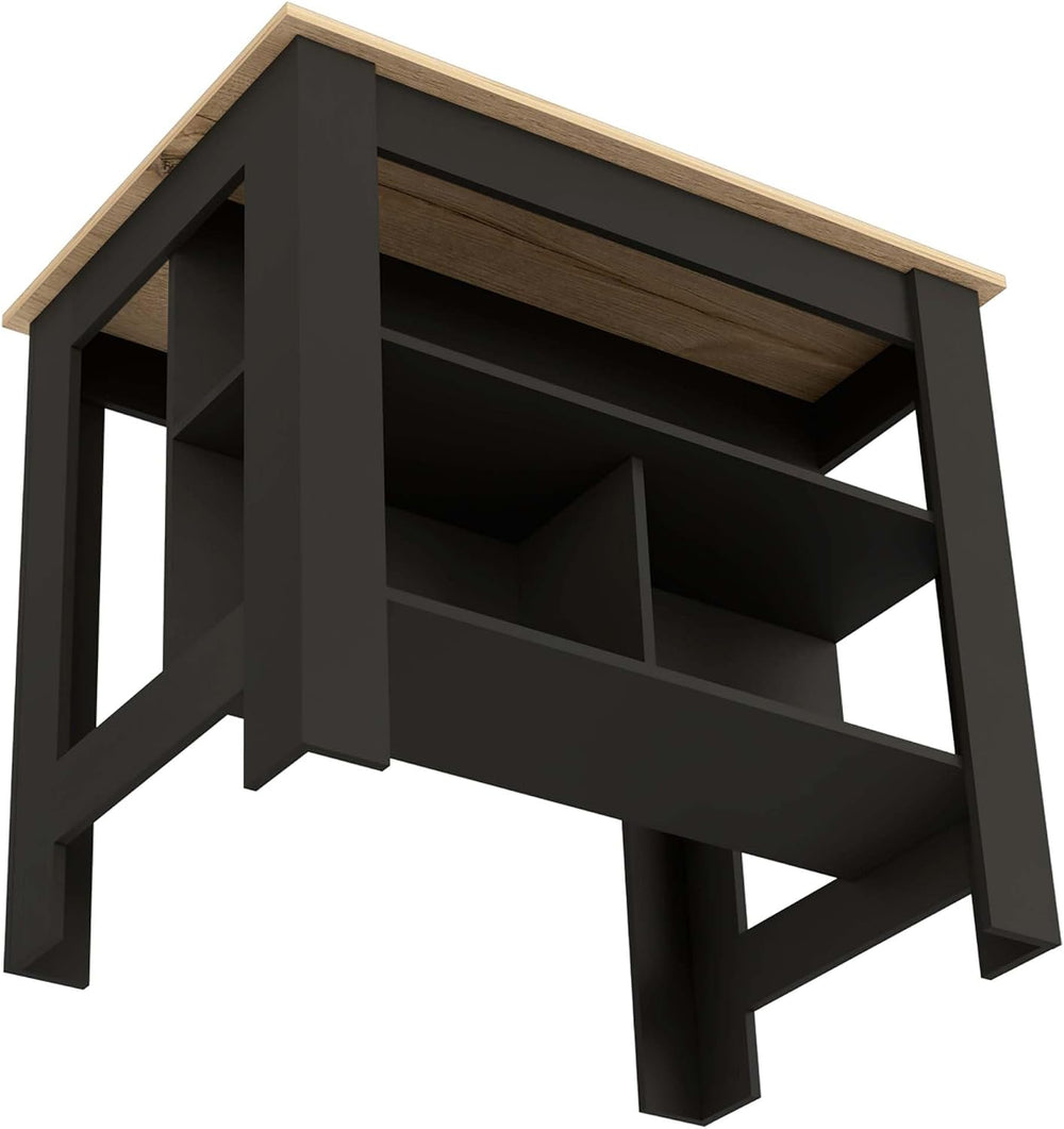 Kitchen Island with 3 Storage Shelves and 4 Legs, Multicolor | Spacious kitch...