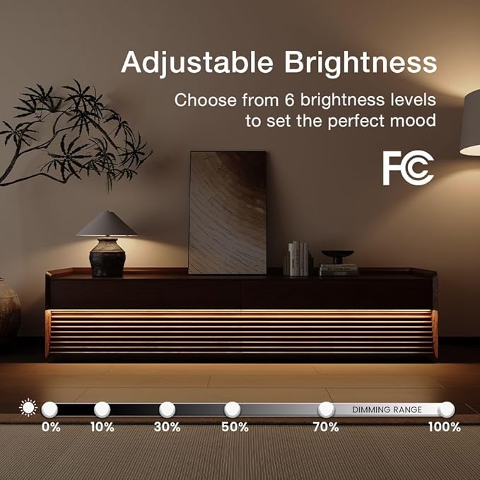 POVISON Fully-Assembled Mid Century Matte Sintered Stone TV Stand with Legs, 78.74" Wood Media Console with Adjustable LED Light, Entertainment Center with Storage for Living Room