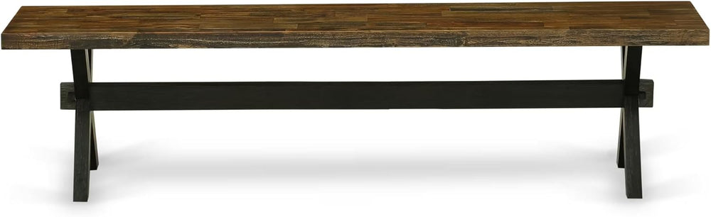 East West Furniture XB677 X-Style Modern Dining Bench with Wood Seat, 72x15x1...
