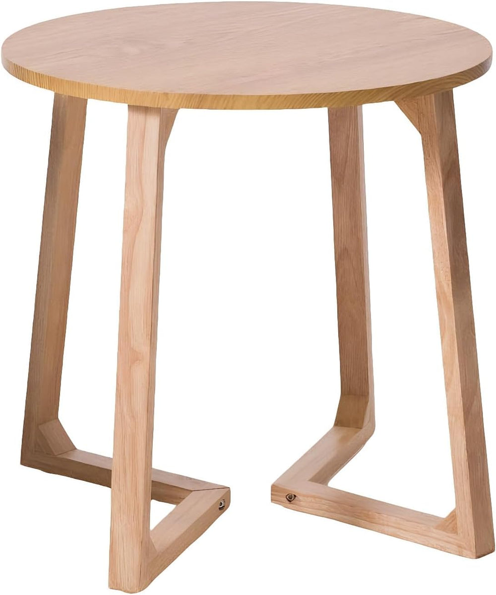 24" Round Side Table - Mid-Century Modern End Table with V-Shaped Legs, ...
