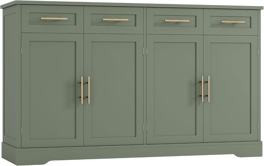 HOSTACK Sideboard Buffet Cabinet with Storage, Kitchen Cabinet, Green/Gold