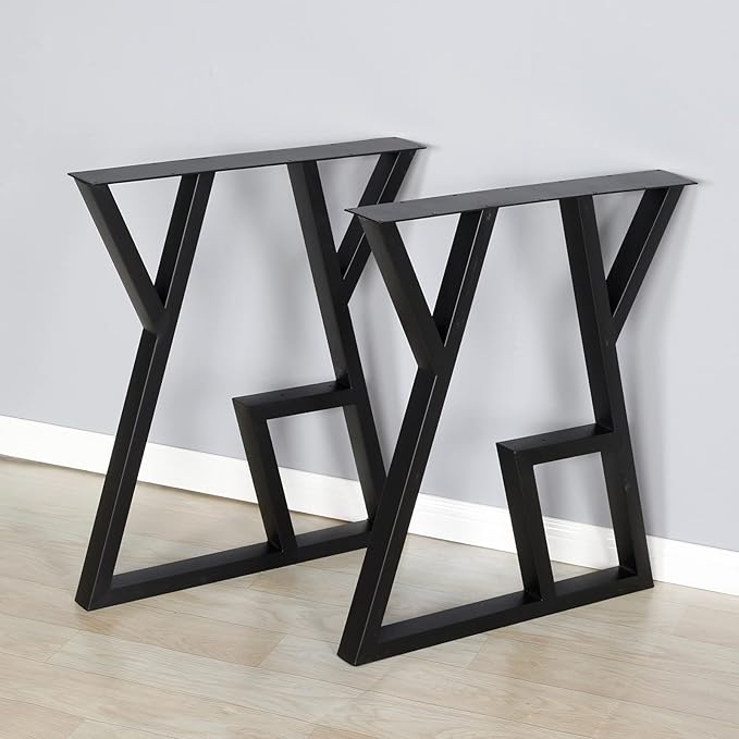 SSS Furniture 2 Pack Industrial Metal Furniture Legs 2 Tier 28” H x 24” W,DIY Decor Brackets Shelf,Coffee Dining Tables Legs,Desk Legs,Cocktail Table, Square Tube Leg Black