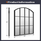 Window Pane Black Mirror, 36" x 36" Farmhouse Arched Wall Mirror, Large Arch Grid Mirror for Living Room Bedroom Farmhouse Fireplace Hallway Entryway