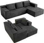 103" Cloud Sectional Sofa, Boneless L-Shape Couch with Chaise, Modern Minimalist Modular Couch for Living Room, Free Combination, Deep Seat, No Assembly Required, Dark Grey, R