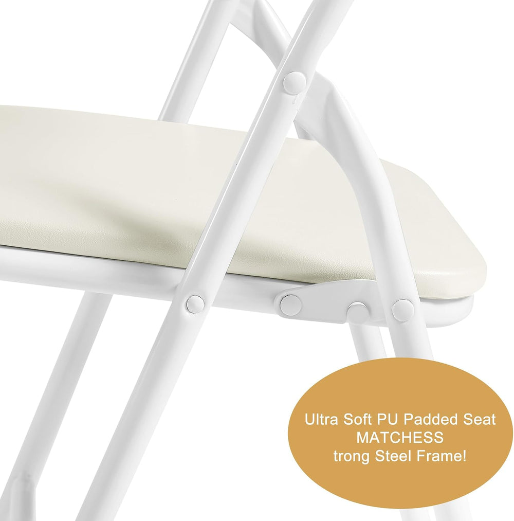 VECELO 5 Piece 24" Card Table and Chair Set, Square Padded Top, Beige