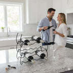 3-Tier Countertop Wine Rack, 12-Bottle Stackable Metal Liquor Display Shelf