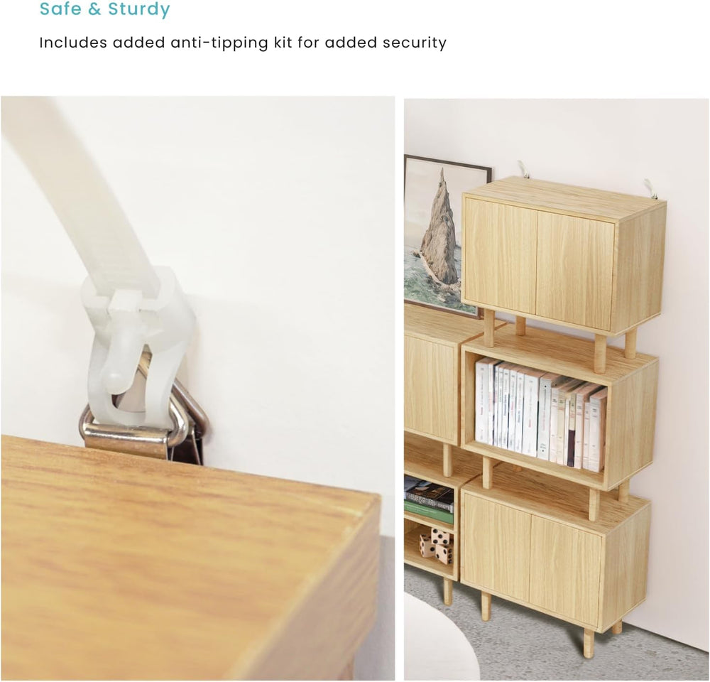 Home Zone Living Stackable Storage Cube End Table with Door or Shelf Options,...