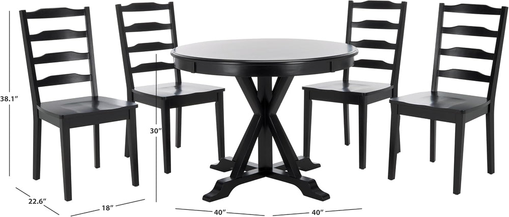 SAFAVIEH Home Collection - Shay Black 5-Piece Wood Dining Set, Traditional Ro...