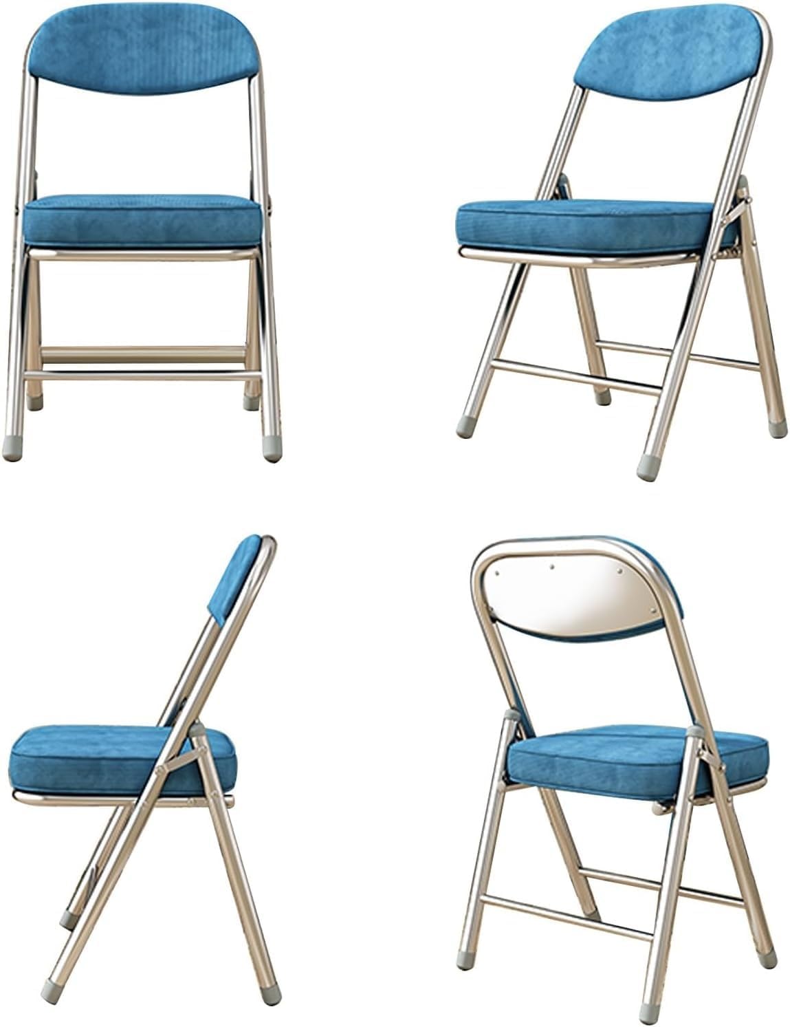 Portable Metal Fabric Padded Folding Chairs for Home, Outdoor, and Office Use with Contoured Backrest,(Red)