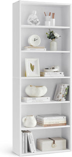 VASAGLE CUSTOS Collection - Bookshelf, 6-Tier Bookcase, Book Shelf, Open Storage Shelf, 9.4 x 23.6 x 63.3 Inches, for Living Room, Home Office, Dinning Room, Cloud White ULBC166T14