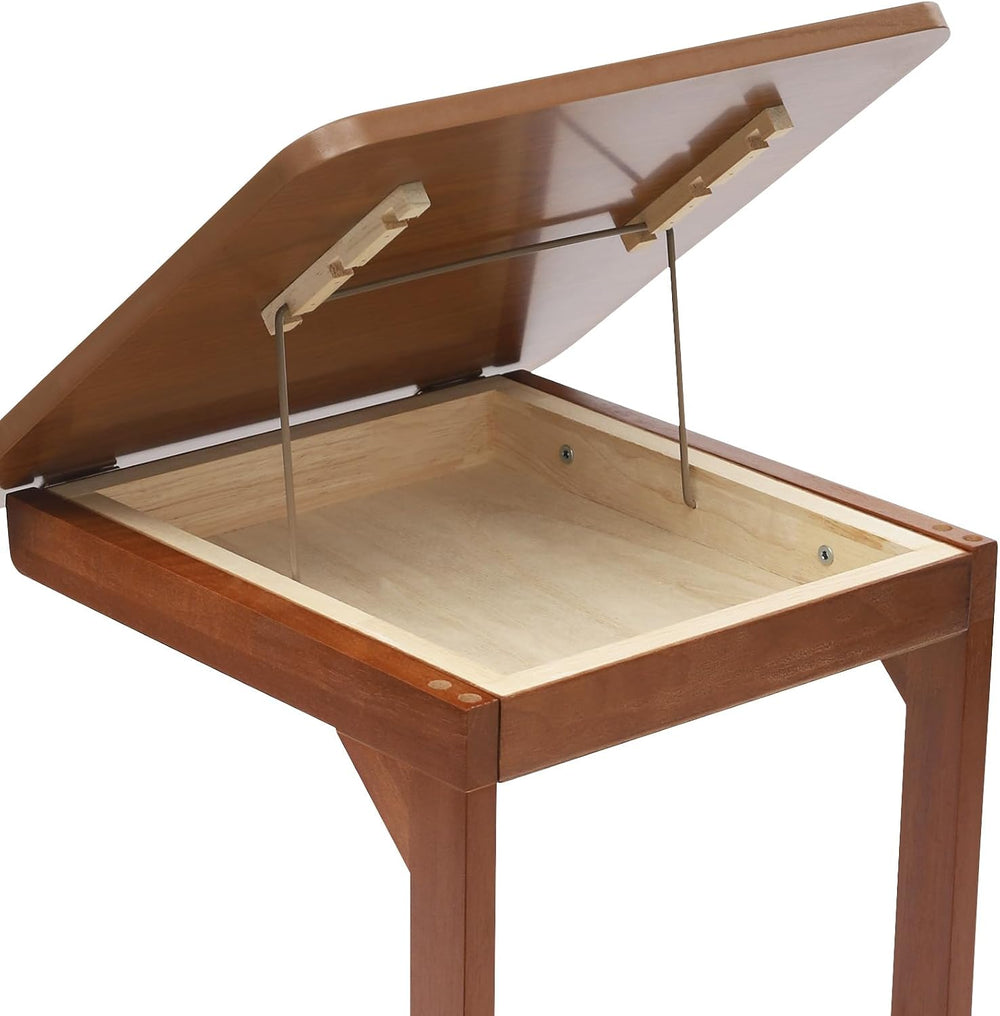 C-Shaped End Table, Couch Table with Adjustable Desktop, Small Rolling Side T...