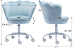 CIMOTA Cute Kids Desk Chair,Velvet Bedroom Chair Adjustable Child Computer Chair Swivel Shell Vanity Chairs for Girls Bedroom/Study Room, Light Blue
