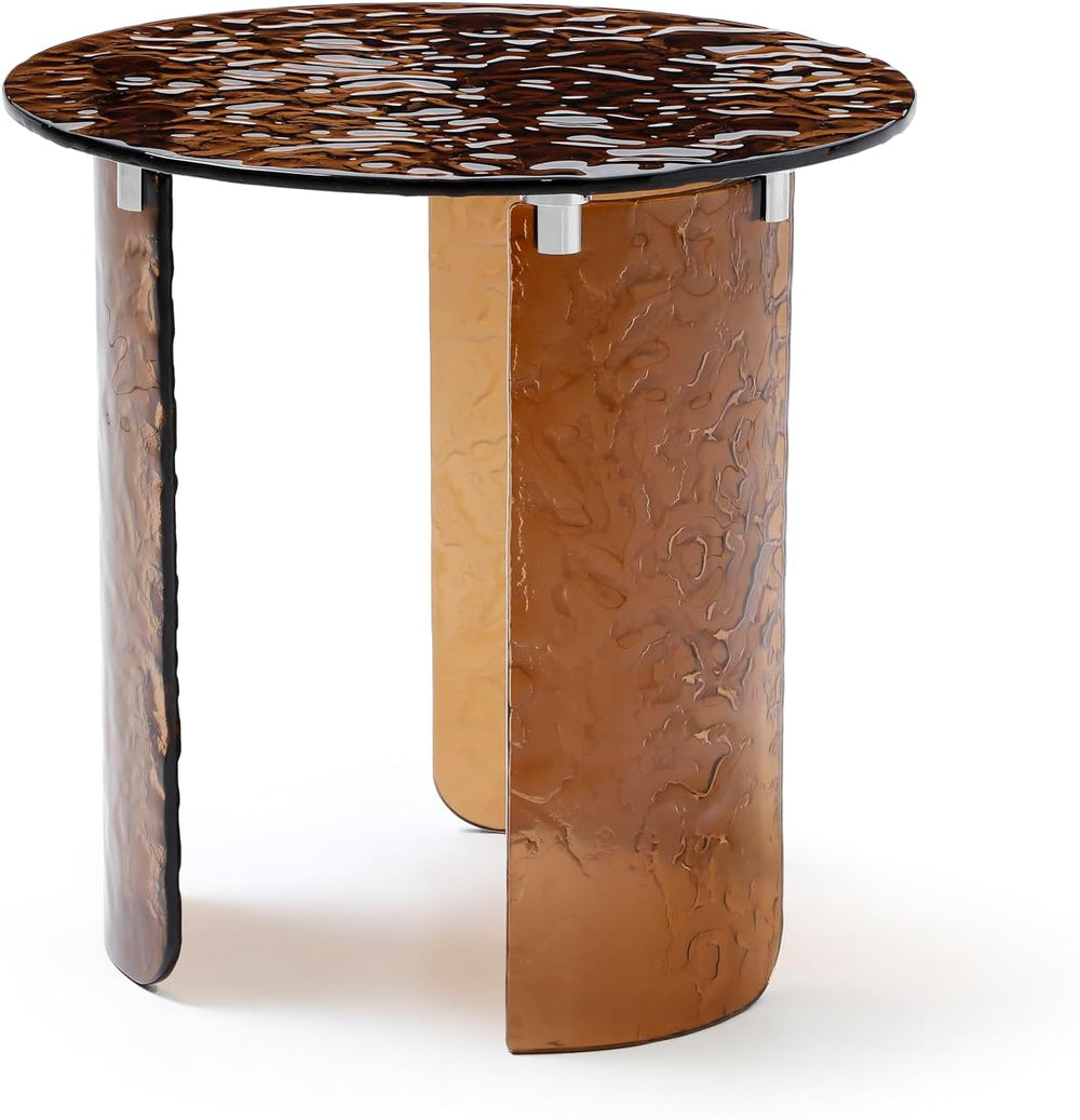 HomeRoots 20" Bronze Glass Round End Table