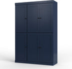 Palace Imports Solid Wood Kitchen Pantry Cabinet - 71.5" H x 48.5"W – Storage Cabinet w/ 6 Shaker Doors, 2 Drawers & 8 Adjustable Shelves – Navy Blue, 100% Renewable Eco-Friendly Wood, Made in Brazil