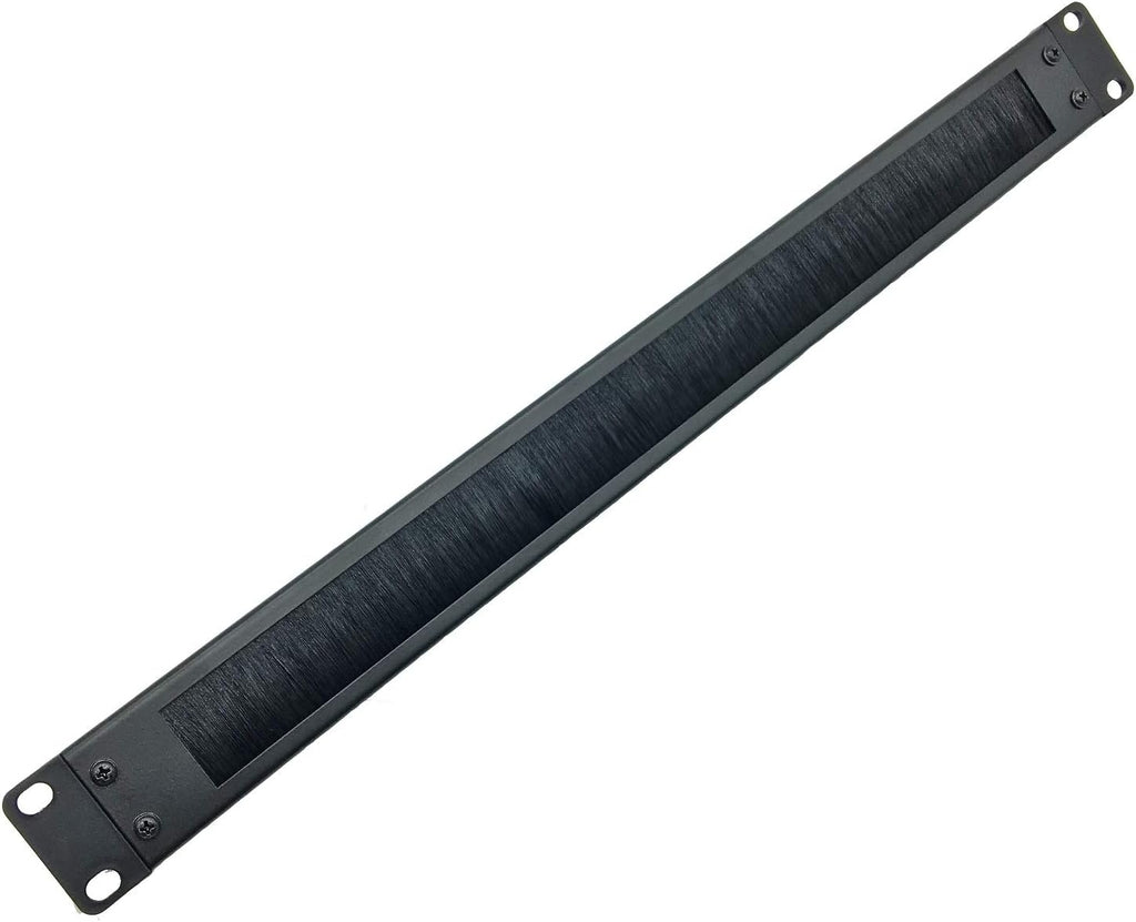 Jingchengmei 1U Disassembled Rack Mount Cable Management Panel with Brush for Cable Entry for 19-Inch Rack or Cabinet Black (BF01UAB2)