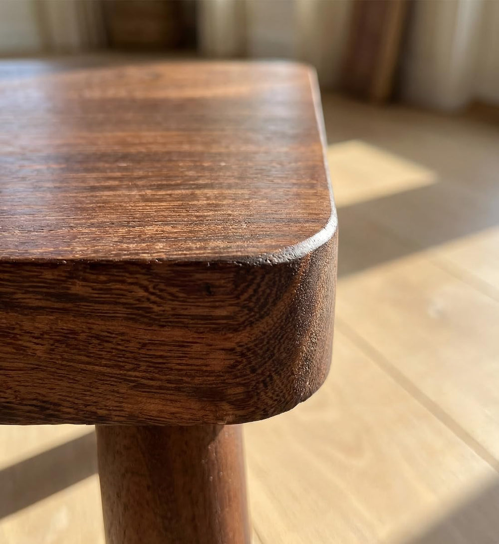 Chestnut Solid Wood Small Step Stool, Dark Brown, 11.8 x 8 x 7 in, Footrest B...